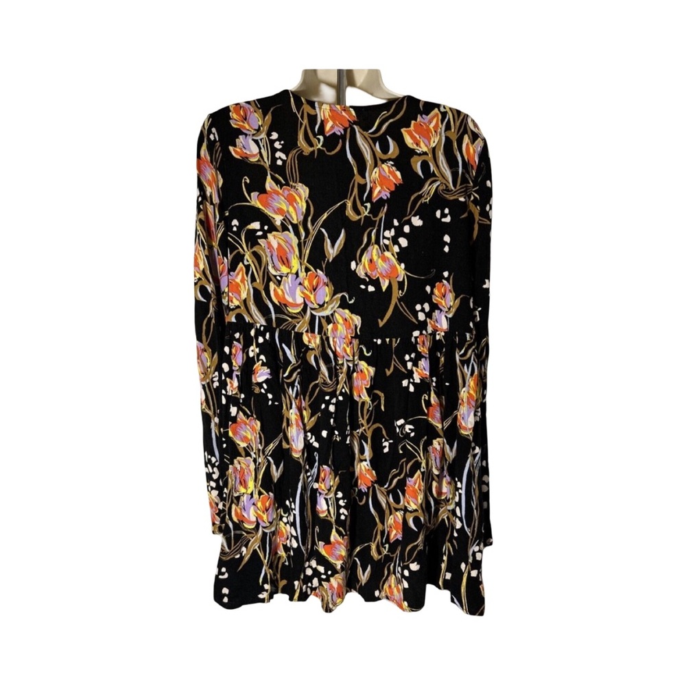Free‎ People Black Floral Bella Blouse-size Medium - Picture 2 of 8